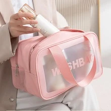 Túi đựng đồ vệ sinh cá nhân hai lớp màu hồng có ngăn khô/ướt, Túi đựng đồ trang điểm di động & đa chức năng, Túi đựng đồ bơi/chống thấm nước, 1 cái - Hồng - Xem 4