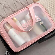 Túi đựng đồ vệ sinh cá nhân hai lớp màu hồng có ngăn khô/ướt, Túi đựng đồ trang điểm di động & đa chức năng, Túi đựng đồ bơi/chống thấm nước, 1 cái - Hồng - Xem 8