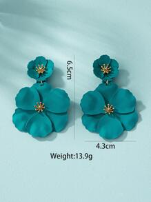 1 对金属不对称多层花卉耳环，带吊坠，非常适合作为特殊约会礼物 - 綠色 - 查看 5