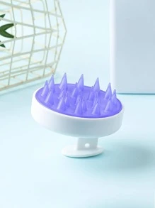 1入組矽膠頭皮按摩器，浴用現代主義雙色洗髮水按摩刷 - 紫色 - 查看 1