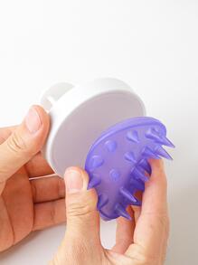 1入組矽膠頭皮按摩器，浴用現代主義雙色洗髮水按摩刷 - 紫色 - 查看 3
