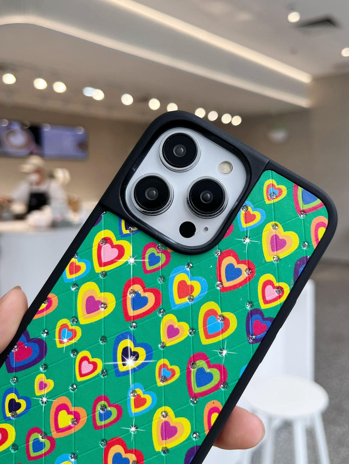 Heart Pattern Anti-fall Phone Case - Green - View 1