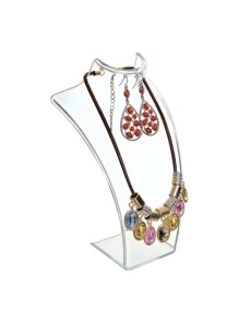 1入組塑料首飾塔，現代人物設計家居項鍊展示架 - 無色 - 查看 3