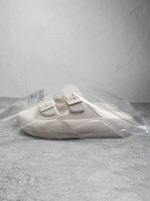 happy slides Women Anti-slip Buckle Decor Flat Sandals, Fashion Summer EVA Slide Sandals - Beige - View 8