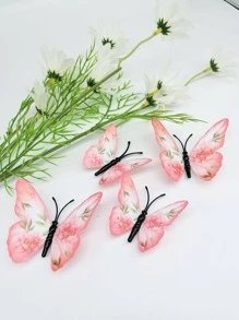 12入組/套塑料3D蝴蝶貼紙，花卉圖案居家裝飾創意蝴蝶貼紙