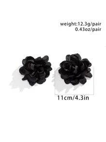 1 Cặp hoa tai vải thời trang thanh lịch, phụ kiện thời trang quyến rũ, quà tặng cho tiệc tùng, ngày lễ (Bao gồm miếng đệm trắng hoặc nút tai trong suốt để ngăn kim xỏ khuyên tai vào gói hàng, sản phẩm thực tế có thể khác) - màu đen - Xem 4