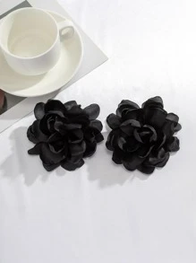 1 Cặp hoa tai vải thời trang thanh lịch, phụ kiện thời trang quyến rũ, quà tặng cho tiệc tùng, ngày lễ (Bao gồm miếng đệm trắng hoặc nút tai trong suốt để ngăn kim xỏ khuyên tai vào gói hàng, sản phẩm thực tế có thể khác) - màu đen - Xem 2