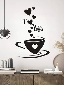 Coffee Print Wall Sticker - Black - View 4