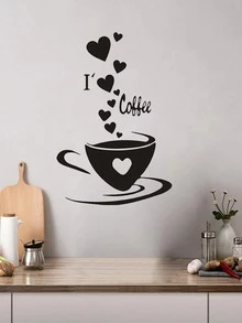 Coffee Print Wall Sticker - Black - View 3