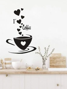 Coffee Print Wall Sticker - Black - View 6