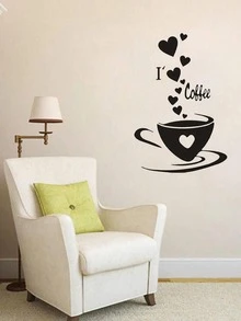 Coffee Print Wall Sticker - Black - View 5
