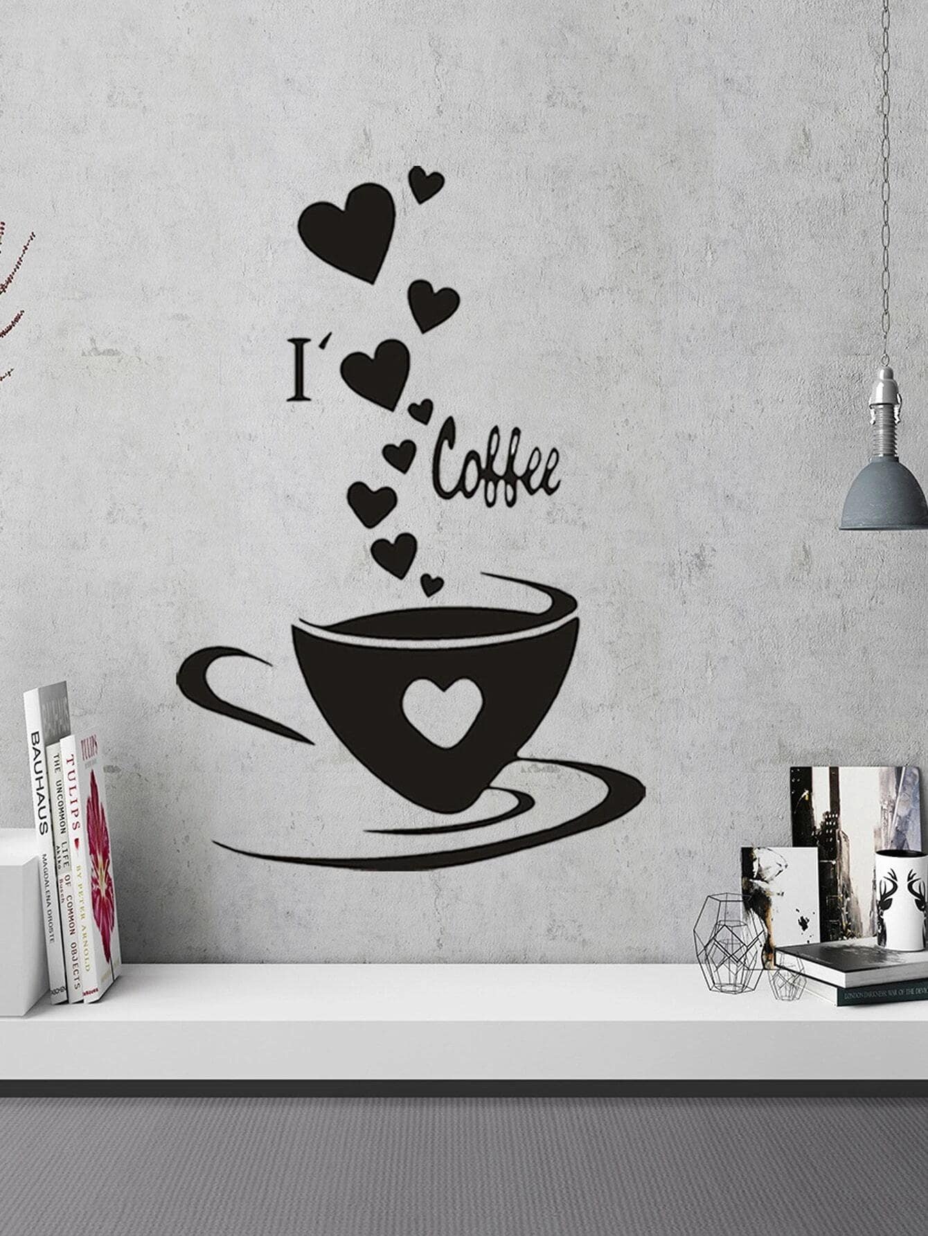 Coffee Print Wall Sticker - Black - View 1