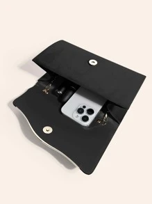 SIIZA 闪亮奢华大号女士手拿包，配有可拆卸链条肩带，适合正式场合，优雅时尚，适合女孩、女士、大学生、年轻职业女性，可用于派对、晚宴、婚礼和其他场合。 - 黑色 - 查看 8