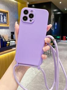 Ốp lưng điện thoại mềm chống sốc có dây đeo tối giản tương thích với điện thoại Apple, dành cho nữ - Màu tím - Xem 1