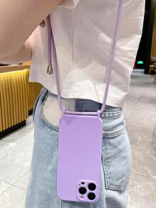 Ốp lưng điện thoại mềm chống sốc có dây đeo tối giản tương thích với điện thoại Apple, dành cho nữ - Màu tím - Xem 5