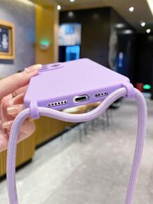 Ốp lưng điện thoại mềm chống sốc có dây đeo tối giản tương thích với điện thoại Apple, dành cho nữ - Màu tím - Xem 4
