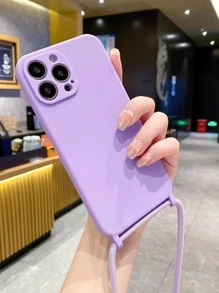 Ốp lưng điện thoại mềm chống sốc có dây đeo tối giản tương thích với điện thoại Apple, dành cho nữ - Màu tím - Xem 2