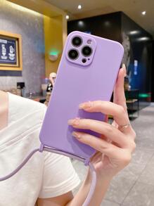 Ốp lưng điện thoại mềm chống sốc có dây đeo tối giản tương thích với điện thoại Apple, dành cho nữ - Màu tím - Xem 3