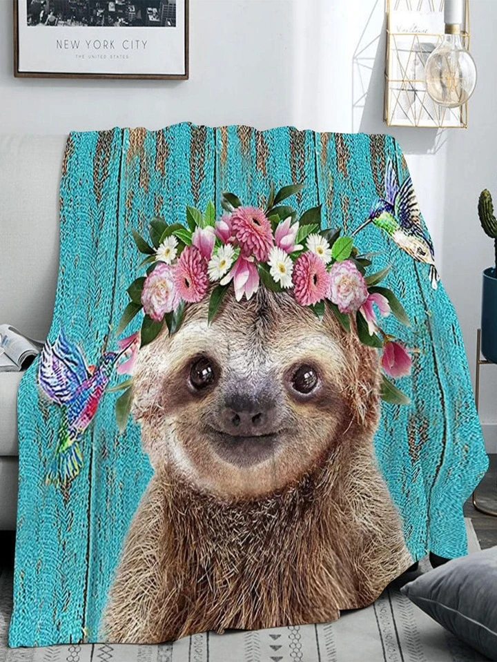 1pc Cute Sloth Pattern Blanket, Fabric Soft u0026 Warm Blanket For Living Room  u0026 Bedroom, Home Decor | SHEIN USA