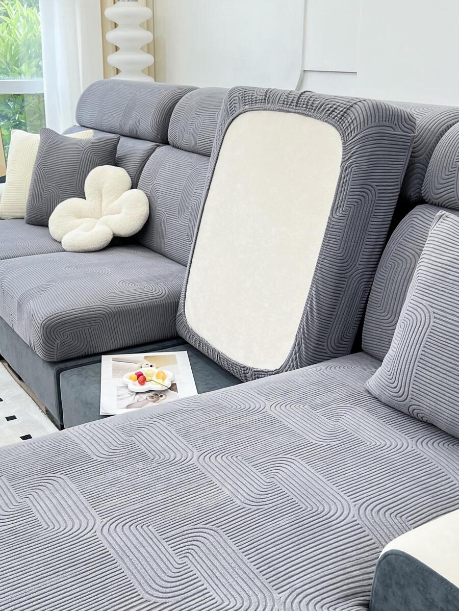 1 Đơn Giản Hiện Đại Dạ Nỉ Nhung Đa Năng Thun Sofa Đệm Thích Hợp Cho Ghế Sofa Hình Chữ L Và 1-4 Chỗ Ngồi - Màu Xám nhạt - Xem 1
