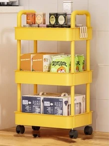 1 cái Giá để đồ đôi bàn làm việc, Giỏ đựng đồ bằng nhựa gia dụng màu vàng - Màu vàng - Xem 1