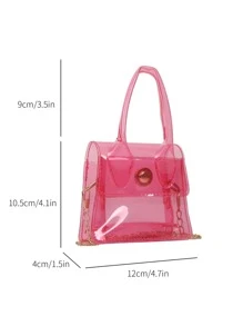 時尚女性紅色的透明斜挎包 - 玫紅色 - 查看 2