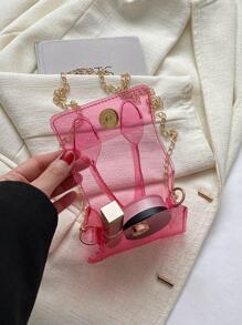 時尚女性紅色的透明斜挎包 - 玫紅色 - 查看 5