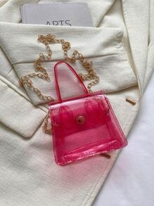 時尚女性紅色的透明斜挎包 - 玫紅色 - 查看 4