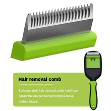 5入組綠色寵物毛刷，便攜式多功能寵物毛刷，適用於貓狗美容