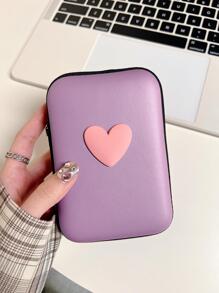 Túi lưu trữ cáp dữ liệu trang trí trái tim - Màu tím - Xem 1