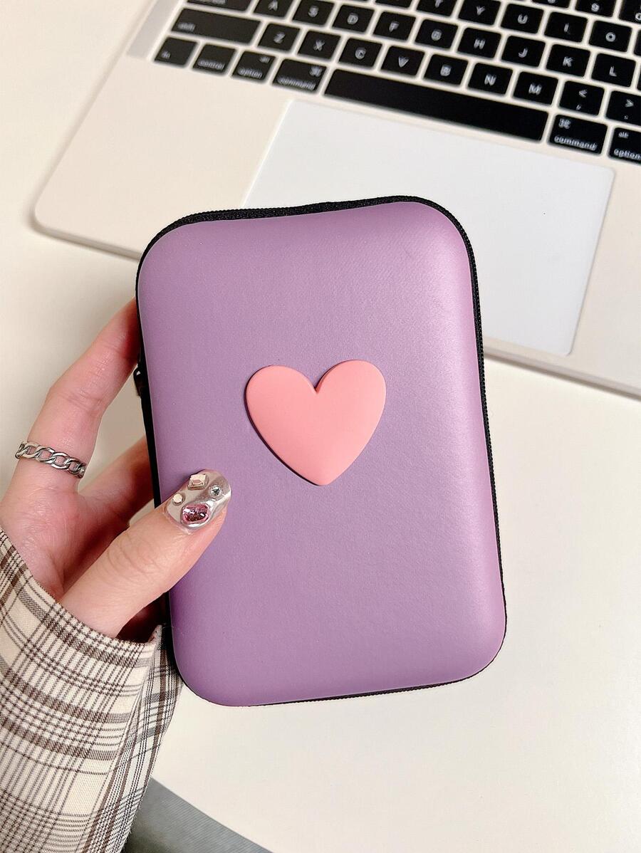 Túi lưu trữ cáp dữ liệu trang trí trái tim - Màu tím - Xem 1