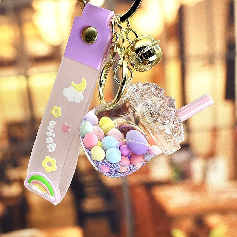 1pc Cute Water Bottle Shaped Bell Decoration Fashionable Cartoon Keychain For Everyday Use - Multicolor - View 1