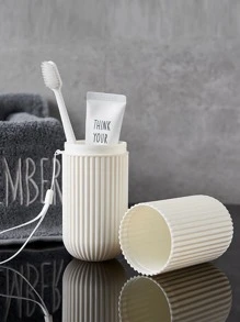 1 hộp đựng bàn chải đánh răng du lịch PP, Hộp đựng bàn chải đánh răng di động màu trắng hiện đại dành cho du lịch - trắng - Xem 1