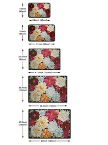 1入組地毯花朵印花多色花朵地墊防滑聚酯纖維家居裝飾地毯 - 彩色 - 查看 6
