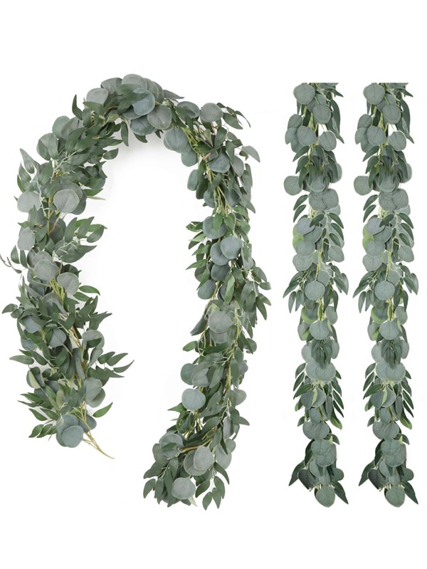2 Packs 6.5ft Artificial Eucalyptus Garland with Willow Vines,Spring
