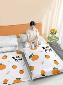 1pc PE Vacuum Storage Bag, Modern Orange & Chinese Character Pattern Vacuum Compression Storage Bag For Home - Orange - View 2