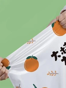 1pc PE Vacuum Storage Bag, Modern Orange & Chinese Character Pattern Vacuum Compression Storage Bag For Home - Orange - View 3