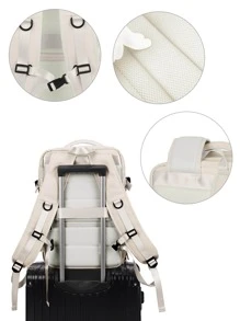 Floless 40升旅行背包，符合随身行李尺寸要求，可扩展大容量行李背包，商务旅行包，带USB充电口和防盗口袋，17英寸防水轻便圣诞礼物旅行包，感恩节假期笔记本电脑包，多功能户外徒步背包，休闲日用背包，送给爸爸、男朋友的礼物，度假必备，胸包，单肩包，斜挎包，皮包 - 米色 - 查看 8