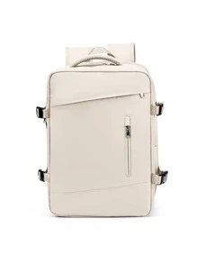 Floless 40升旅行背包，符合随身行李尺寸要求，可扩展大容量行李背包，商务旅行包，带USB充电口和防盗口袋，17英寸防水轻便圣诞礼物旅行包，感恩节假期笔记本电脑包，多功能户外徒步背包，休闲日用背包，送给爸爸、男朋友的礼物，度假必备，胸包，单肩包，斜挎包，皮包 - 米色 - 查看 6