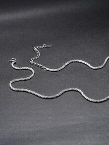 1入組時尚極簡風格純銀項鍊適合女士日常裝飾 - 銀色 - 查看 6