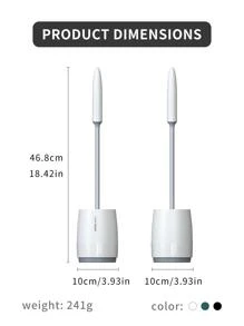 1入組裝TPR馬桶清潔刷帶支架浴用極簡主義黑色馬桶刷