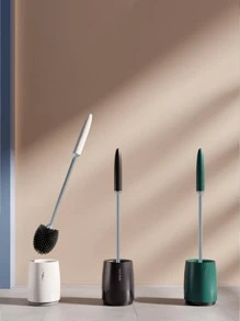 1入組裝TPR馬桶清潔刷帶支架浴用極簡主義黑色馬桶刷