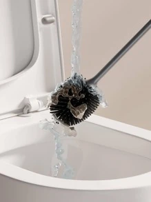 1入組裝TPR馬桶清潔刷帶支架浴用極簡主義黑色馬桶刷