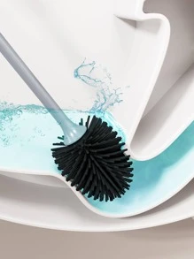 1入組裝TPR馬桶清潔刷帶支架浴用極簡主義黑色馬桶刷