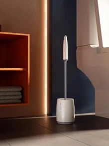 1入組裝TPR馬桶清潔刷帶支架浴用極簡主義黑色馬桶刷