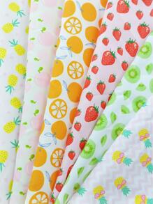 6pcs Fruit Pattern Mustard Yellow DIY Sewing Fabric, Square Colorful Cloth For Sewing - Mustard Yellow - View 2