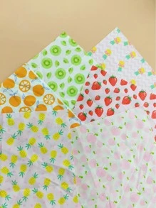 6pcs Fruit Pattern Mustard Yellow DIY Sewing Fabric, Square Colorful Cloth For Sewing - Mustard Yellow - View 5