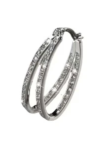 1雙魅力四射方晶鋯石裝飾圓耳環適合女士日常裝飾