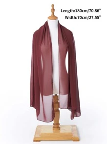 1pc Ladies'solid Color Chiffon elegance Breathable Scarf Suitable for Daily - Redwood - View 3