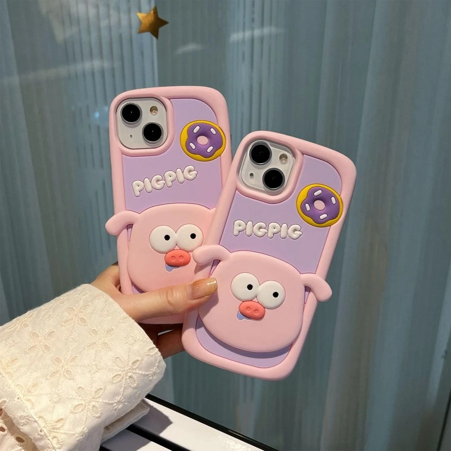 Vỏ điện thoại họa tiết lợn hoạt hình - Nhiều màu - Xem 1